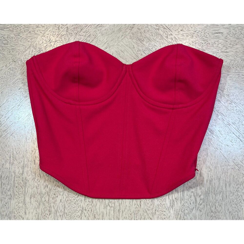 Zara Women’s Small Hot Pink Bustier Corset Crop Top Strapless Y2K